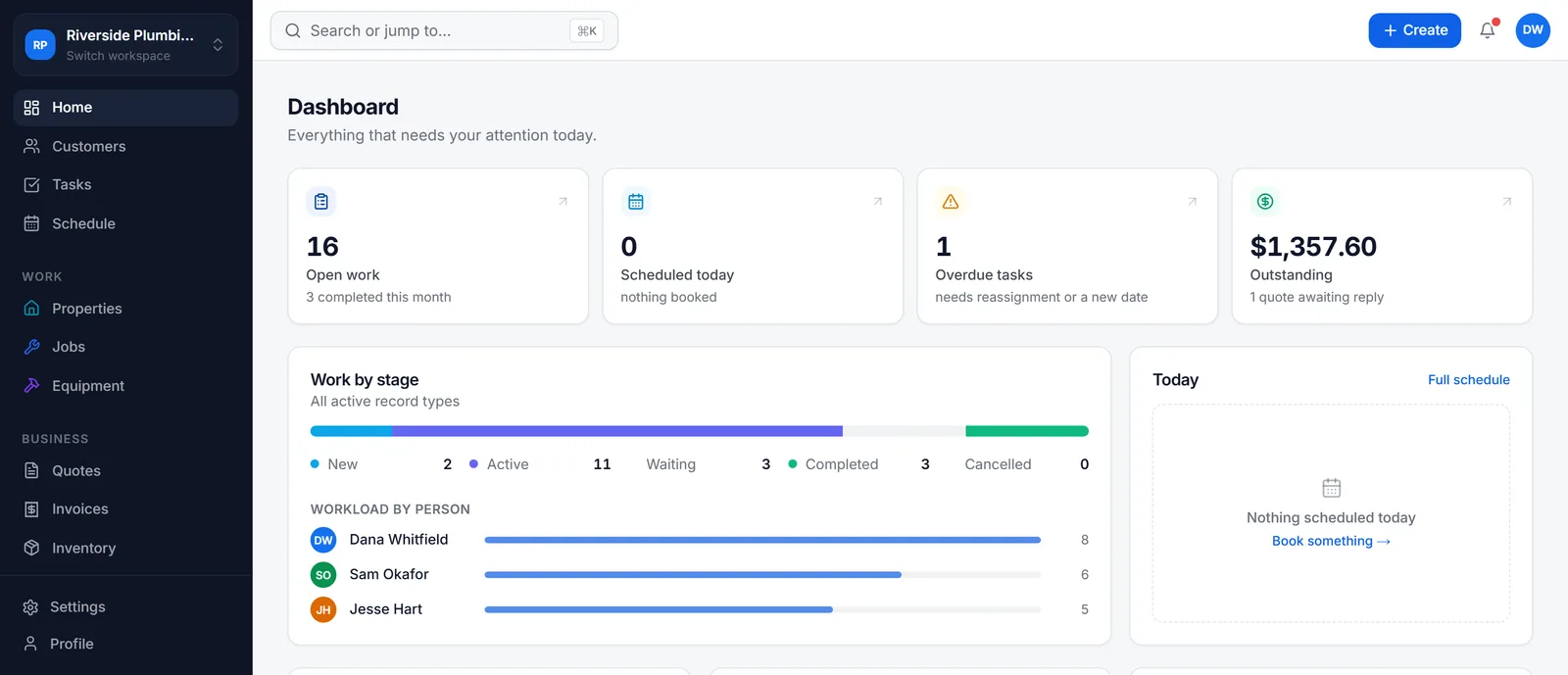 Quota platform dashboard